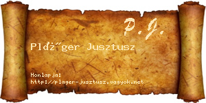Pláger Jusztusz névjegykártya